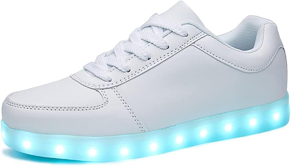 SANYES USB Charging Light Up Shoes Sports LED Shoes Dancing Sneakers (15 Women/11 Men, White)
