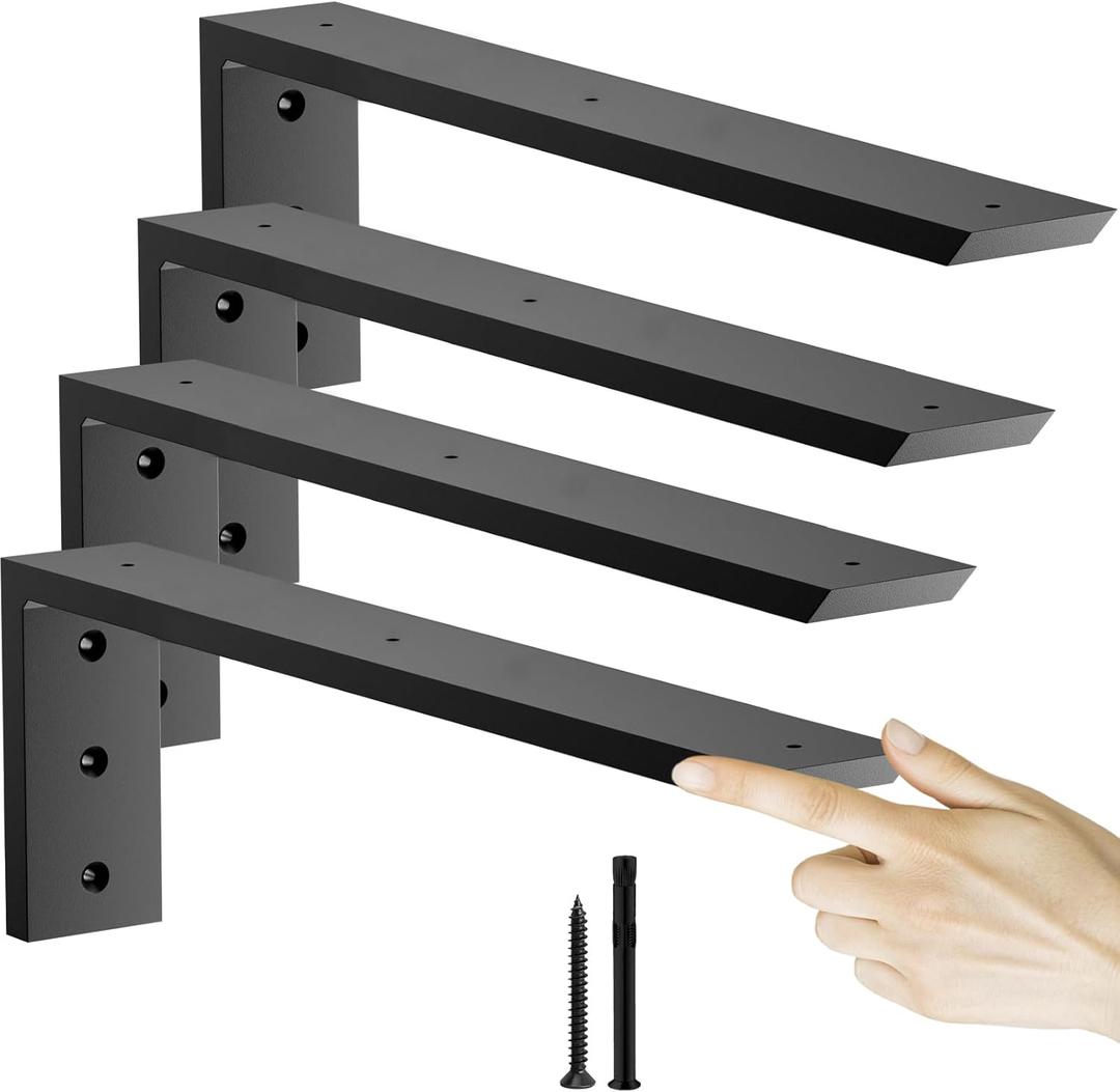 Countertop Support Bracket 16 inch 4 Pack (3/8" Thick),Premium Heavy Duty Granite Countertop Brackets 16"x6"x2.5",Shelf L Bracket Mantel Corbels for Quartz,Wood,Concrete and Laminate Countertops