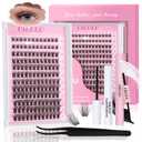 Natural Wispy Lash Clusters Kit 10-18mm Mix D Curl DIY Extension Eye Lashes False Wispy EyeLash Cluster with Bond & Seal, Glue Remover, Tweezers(U14 Lash Kits)