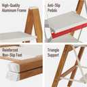 Mayi Plus 3 Step Lightweight Aluminum Folding Ladder, Portable Step Stool with Wide Anti-Slip Pedals, 330 lbs Capacity for Home,Cleaning TasksWhite&Woodgrain