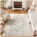 Istana 5x7 Area Rug - Light Green/Pink Rugs for Living Room 5x7 - Foldable Rugs for Bedroom - Stain Resistant Washable Rug - Eco-Friendly Boho Area Rugs - Easy to Clean Living Room Rug