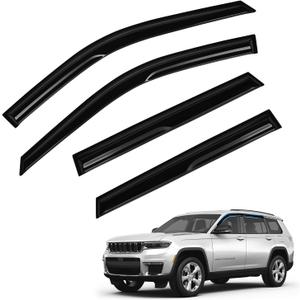 Grand Cherokee Rain Guards - Window Visors for Jeep Grand Cherokee 2011-2021, Out-Channel Side Window Rain Guards for Grand Cherokee Accessories, 4PCS, Black, Car Accessories