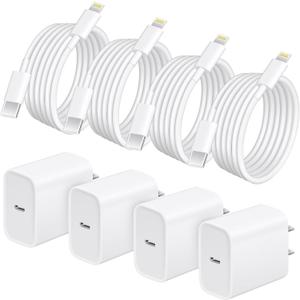 AISNI 4 Pack 6 ft Fast Charger Cord Compatible with iPhone Charger Fast Charging Block 20W PD USB C Charger Fast Charger for iPhone 14/13/12 Pro Max, 14 Plus,XR,XSMAX-White