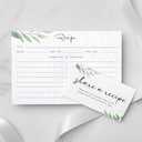 Outus 100 Pcs 4x6 Recipe Cards for Bridal Shower and Weddings, Share a Recipe Cards, Double-sided, Green Eucalyptus Leaves Design, Bridal Shower Invitations, Christmas Gifts