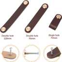 4 Pack Leather Drawer Pulls Light Coffee Cabinet Handles Single Hole Dresser Knobs Cabinet Door Handle, Faux Leather Pulls for Dresser, Closet, Kitchen Cupboard (Single Hole, Light Coffee)