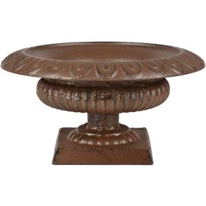 Esschert Design Low French Urn, Cast Iron, Antique Brown - Small