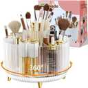 fanado 360° Rotate Makeup Brush Holder Organizer, Makeup Organizers Countertop, Makeup organization and Skincare Storage for Vanity, Desktop, Bathroom (Clear)
