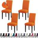 Chair Covers for Dining Room Set of 4, Dining Chair Covers, Kitchen Chair Covers, Stretch Removable Washable Dining Chair Slipcovers for Home, Hotel, Banquet, .Orange
