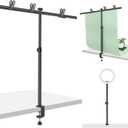 Small Backdrop Stand 3x3.3ft, Adjustable Photo Backdrop Stand Kit with 3 Clamps, Portable Background Stand Support for Parties Photoshoot, Table T-Shape Backdrop Banner Holder for Photography Paper