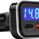 USB C Car Charger Adapter with Voltage Display, 30W Cigarette Lighter Type C Fast Charge Power Delivery & Quick Charge 3.0 (PD & QC), Volt Meter Battery Monitor, Compatible with iPhone Galaxy