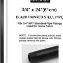 GeilSpace 6 Pack 3/4" 24" Pre-Cut Black Metal Pipe, Industrial Steel Fits Standard Three Quarters Inch Black Threaded Pipes and Fittings - Vintage DIY Industrial Shelving (3/4" 24")