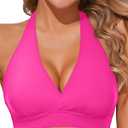 Tempt Me Women Halter Bikini Top Push Up Swimsuit Top Only (Large, Hot Pink)