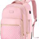 Arcoyard Rolling Backpack, Carry On Luggage Adults With Wheels, 17 Inch Wheeled Backpack For Women, Travel Roller Backpack, Rolling Bag, Pink Gold