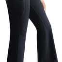 RUNNING GIRL Womens Ribbed V Crossover High Waist Yoga Pants Flare Leggings for Women with Side Pockets (L)