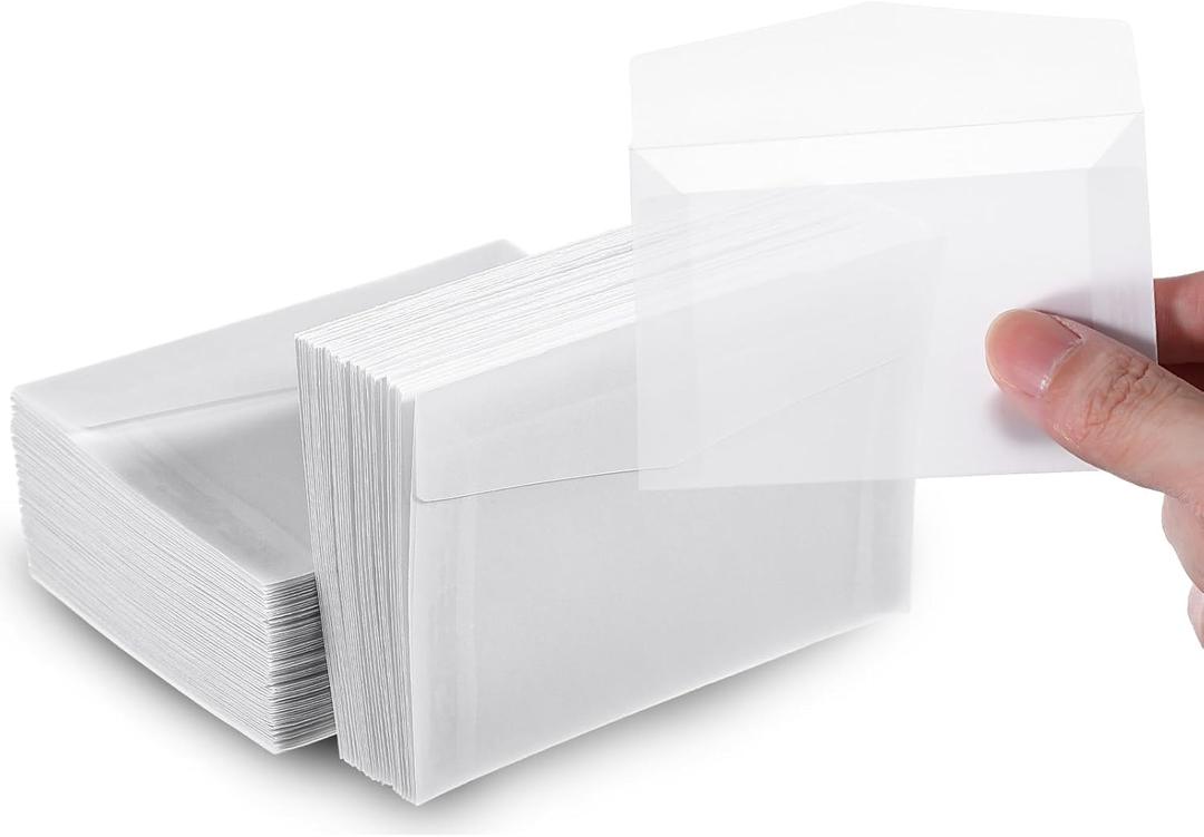 100Pcs Glassine Envelopes, 3.92.7 Inches Mini Lotto Ticket Holders, Transparent Glassine Bags, Small envelopes, Glassines Paper Bags for Stamp Scratch Ticket Wedding Favor Craft Project