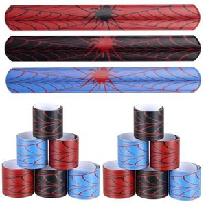 Hiboom 100 Pcs Spider Slap Bracelets Bulk 3 Styles Bracelets Wristbands Spider Party Favors for Halloween Decoration Boys Girl Birthday Theme Supplies Classroom Prizes