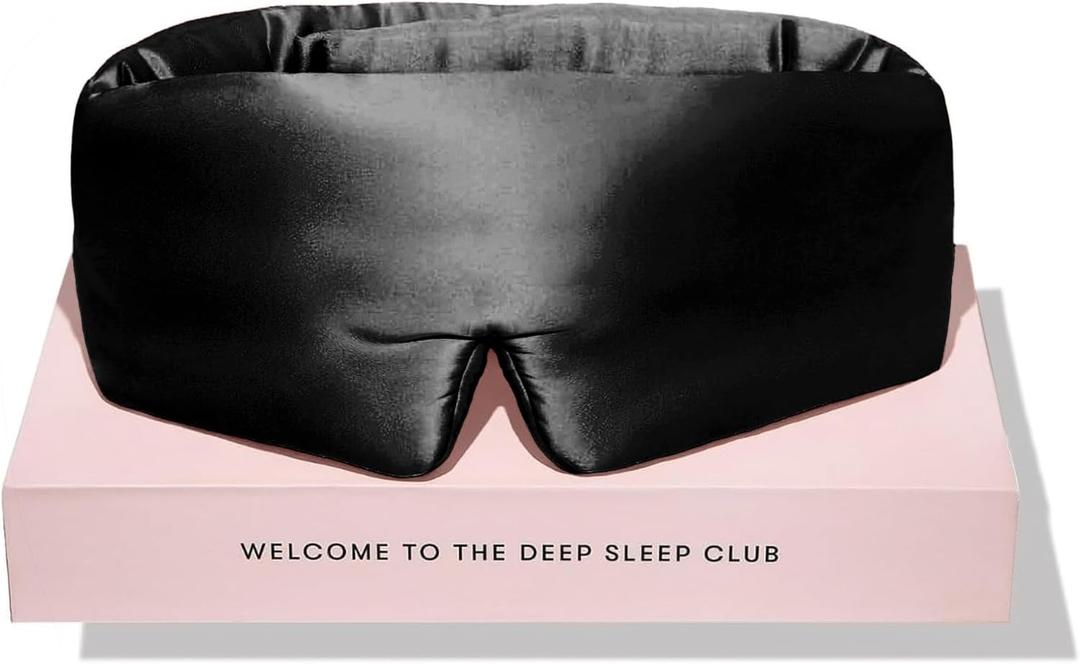 Silk Sleep Mask for Side Sleepers, Face-Hugging Padded Eye Cover, Eye Mask for Sleeping Women Men, with Upgraded Nose Bridge Fit, Soft Light Blocking Mask for Travel, Naps & Shift Workers (Black)