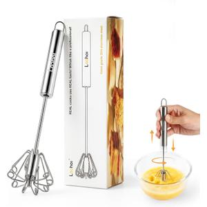 Upgraded Stainless Steel Semi-Automatic Whisk - Easy to Use Whizzy Whisk, Versatile Wisker Tool for Cooking, Kitchen Essential Egg Beater for Baking, Whisking, Beating & Stirring (10in