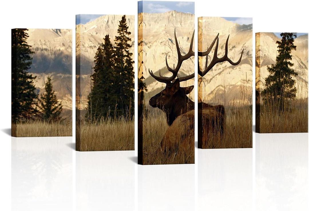 VVOVV Wall Decor - Deer In Autumn Forest Painting Giclee Prints Wildlife Pictures Animal Elk Poster Canvas Art Wall Decor Modern Framed Artwork, 40"L x 22"W