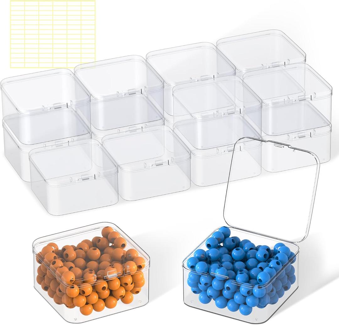 16 Pack 2.56 x 2.56 x 1.38 inch Clear Plastic Storage Containers with Lids