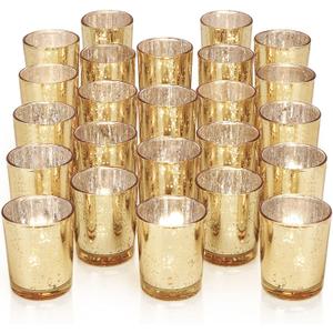 DARJEN Gold Tea Lights Candles Holders for Wedding Centerpieces, Votive Candle Holders for Party Home Wedding Shower Decorations, Table - Mercury Glass Votives, 24Pcs DARJEN Gold Tea Lights Candles Holders for Wedding Centerpieces, Votive Candle Holders for Party Home Wedding Shower Decorations, Table - Mercury Glass Votives, 24Pcs