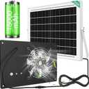 Solar Powered Fan with Timer & 15000mAh Battery, 25W Efficient Solar Exhaust Intake Fan, 3500 RPM High-Speed Waterproof Ventilation Fans for Chicken Coops, Greenhouses, Pet Houses, Sheds & Windows