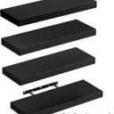 Bellsal Floating Shelves for Wall, Black Engineered Wood Wall Shelf Set of 4, 16" Walls Mounted Floating Shelf for Kitchen, Living Room, Bedroom, Bathroom Storage, Book Shelf for Home Decor (4 pcs: 15.7*5.7)