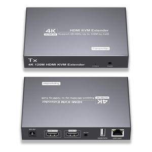 RYXN HDMI KVM USB Extender Over Cat6 Transmits 4K@30Hz Up to 394ft/120m, with 2 USB Ports Supports Mouse and Keyboard Remote Control, Both Ends Feature Audio Extractor Function