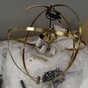 XINGQI Farmhouse Globe Chandelier Black and Gold Pendant Lighting, 6-Light Industrial Hanging Light with Metal Spherical Shade for Dining Room,Kitchen Island,Living Room,Hallway,Entryway