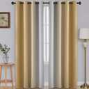 SimpleHome Ombre Room Darkening Curtains 96 inches Length for Bedroom,Grommet Gradient Light Blocking Beige Gradient Window Curtains for Living Room,2 Panels, 52x96 inches