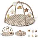 Padded Infant Play Mat with Detachable Toy Bars & Hanging Toys