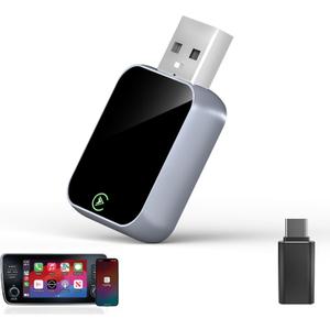2026 Wireless CarPlay Adapter for iPhone - No Audio Lag, Auto-Connect - Convert Factory Wired to Wireless CarPlay - Bluetooth 5.3 & 5GHz Wi-Fi - Plug & Play (Includes USB A/C)