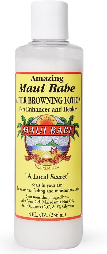 Maui Babe After Browning Lotion, Tan Enhancer & Healer - After Sun Tan Extender Body Lotion To Prevent Tan Fading- Natural Moisturizing & Healing After Sun Care Cream- Made In USA, 8 Ounces (8 Fl Oz (Pack of 1))
