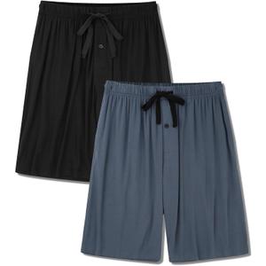 BAMBOO COOL Men's Pajama bottoms Lounge Sleep Shorts Soft Comfortable Breathable Pajamas Shorts with Pockets 2 Pack (Medium)