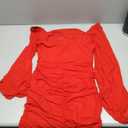 MEROKEETY Women Square Neck Lantern Long Sleeve Mesh Ruched Bodycon Clubwear Mini Dress M