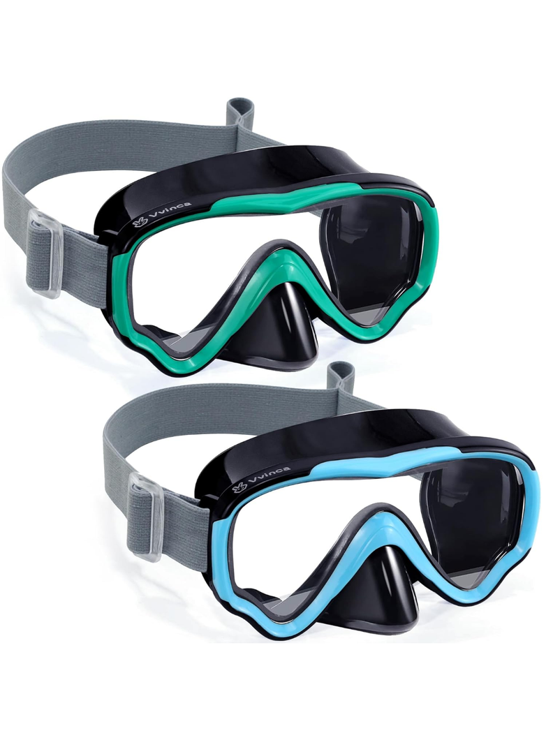 Vvinca Kids-Goggles with Nose Cover, Diving Mask Elastic Fabric Strap Anti Fog Anti Shattered Lens for Kids Swim Goggles 3-14
