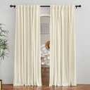 RYB HOME Cream Velvet Curtains 96 inches Length - Heavy Duty Back Tab Decorative Window Drapes Privacy Covering for Living Room Playroom, Width 62 x Length 96 inch, Beige, 2 Panels