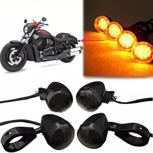 PSLER Motorcycle Turn Signal Light 41 mm Fork Clamp Front Rear Set LED Turn Signals Compatible with Sportster XL 883 1200, 2 Pairs, Black