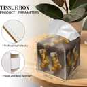 Grace Yonks Christmas Tissue Box Cover Square, Golden Stockings Hanging Design Cube Case for Facial Tissues, 5.2" PU Leather. (098)