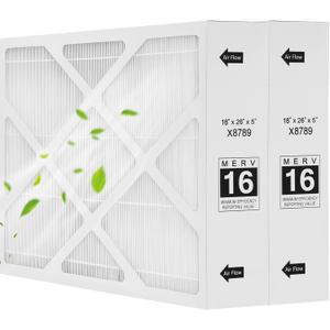 Miory X8789 MERV 16 Filter 16x26x5 Inch Carbon Clean Furnance Filter Compatible with lennox X8789 and PureAir PCO16-28 Air Cleaner 2 Packs