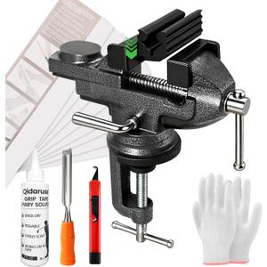 Golf Grip Kit for Regripping Golf Clubs All-in-One Golf Regripping Kit with Portable Table Rotating Vise Rubber Clamp, Hook Blade, Grip Tape, Solvent & Tools Golf Grip Replacement Kit