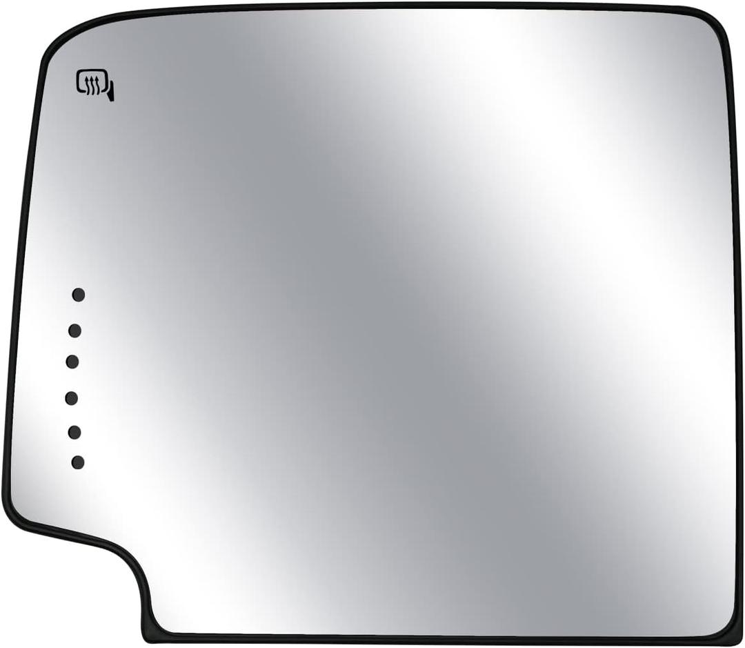 Driver Side Heated Mirror Glass, Left Upper Tow Mirror Glass Fit for Chevy Silverado GMC Sierra 1500 2014-2017 2500 3500 2015-2017, with Turn Signal & Rear Holder, Replace 23444110 TR00562