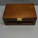 Decorative Rattan Storage Boxes Solid Wood Woven Baskets Bins with Lid Keepsake Memory Jewelry Box Natural Boho Shelf Wicker Closet Desk Organizer Container (Walnut Color, Small Size)