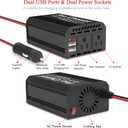 Pro Chaser 400W Car Power Inverter 12V DC to 110V AC Car Truck RV Inverter 6.2A Dual USB Charging Ports for Road Trips (USB C Adaptors Included) (Black)