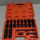 BLACKROBOT 3/8" Drive Swivel Socket Set, 14 Pieces Deep Universal Impact Socket Set, Metric(10-19mm) Flexible Wobble Socket Set, 6 Point, CR-MO, 3", 6" Extension Bars, Socket Adapter
