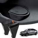 2PCS Car Front Door Trash Can for Tesla Model Y Accessories 2021-2024 2025 Side Door Storage Box Organizer with Push-to-Open Lid Design Front Seat Car Garbage Can Bin for Tesla ABS Black
