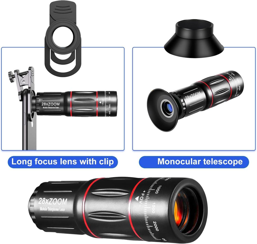 Phone Camera Lens Kit 28X Telephoto Lens for