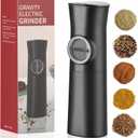 Gravity Induction Electric Pepper and Salt Grinder Black Upgrade, With LED Light, Automatic One Hand Operation, Adjustable Coarseness, Battery Powered, Suitable for Kitchen, Outdoor Barbecue