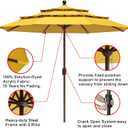 EliteShade USA 10-Year-Non-Fading 11ft 3-Tier Market Patio Umbrella, Commercial Grade Outdoor Table Umbrella with Crank Open, Windproof & UPF 50+ UV Protection, Heavy Duty Ventilation for Garden, Deck, Pool, Backyard, Beach & Bistro, No Tilt, Sunflower Yellow
