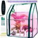 Mini Green House with Grow Light, Mini Greenhouse Indoor, 15W Full Spectrum Plant Lights & Timer for Seed Starter Tray, Indoor Outdoor Plants 24"x16"x20"